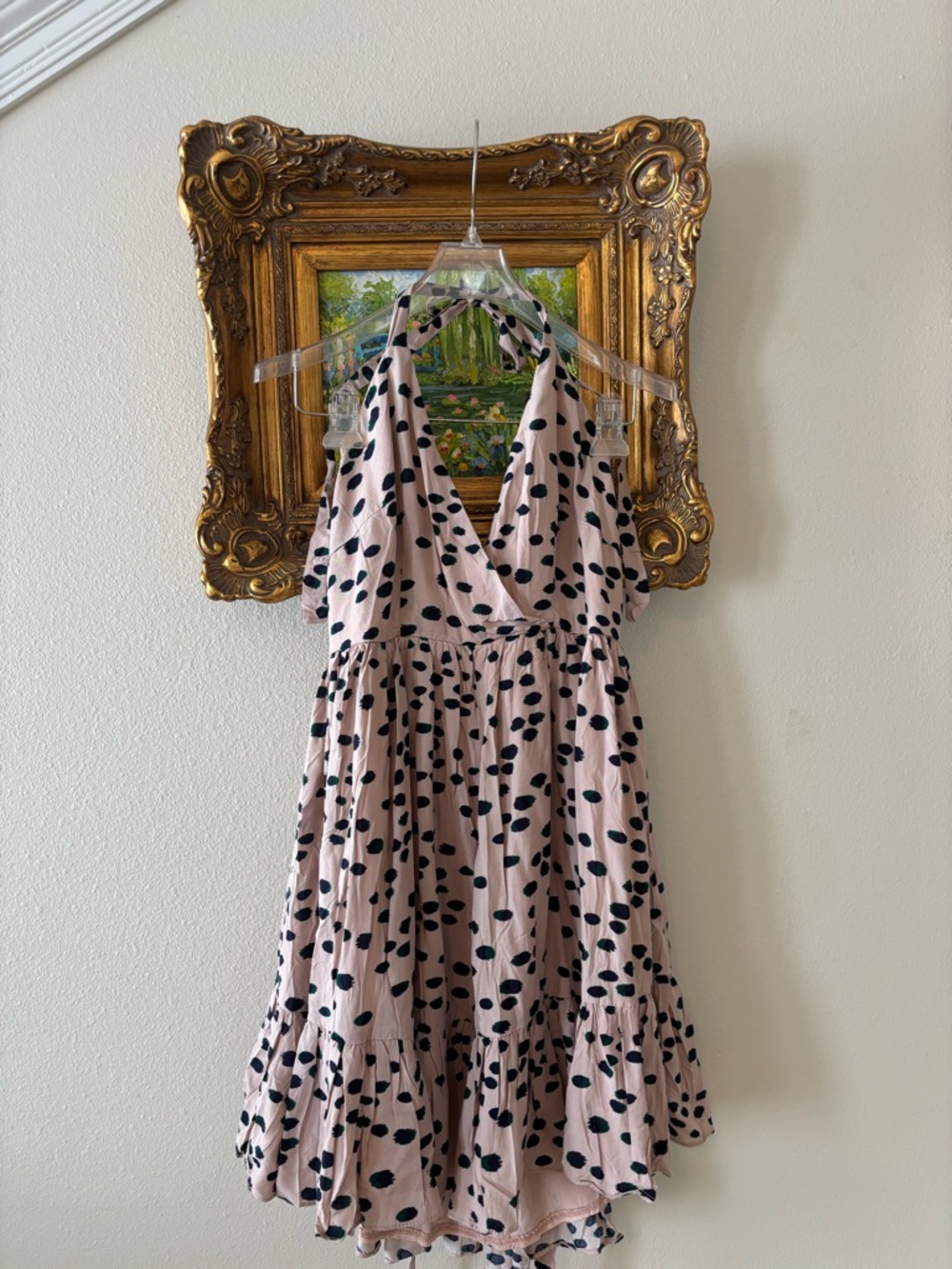 NWT Indikah Pink & black Halter Backless Dress